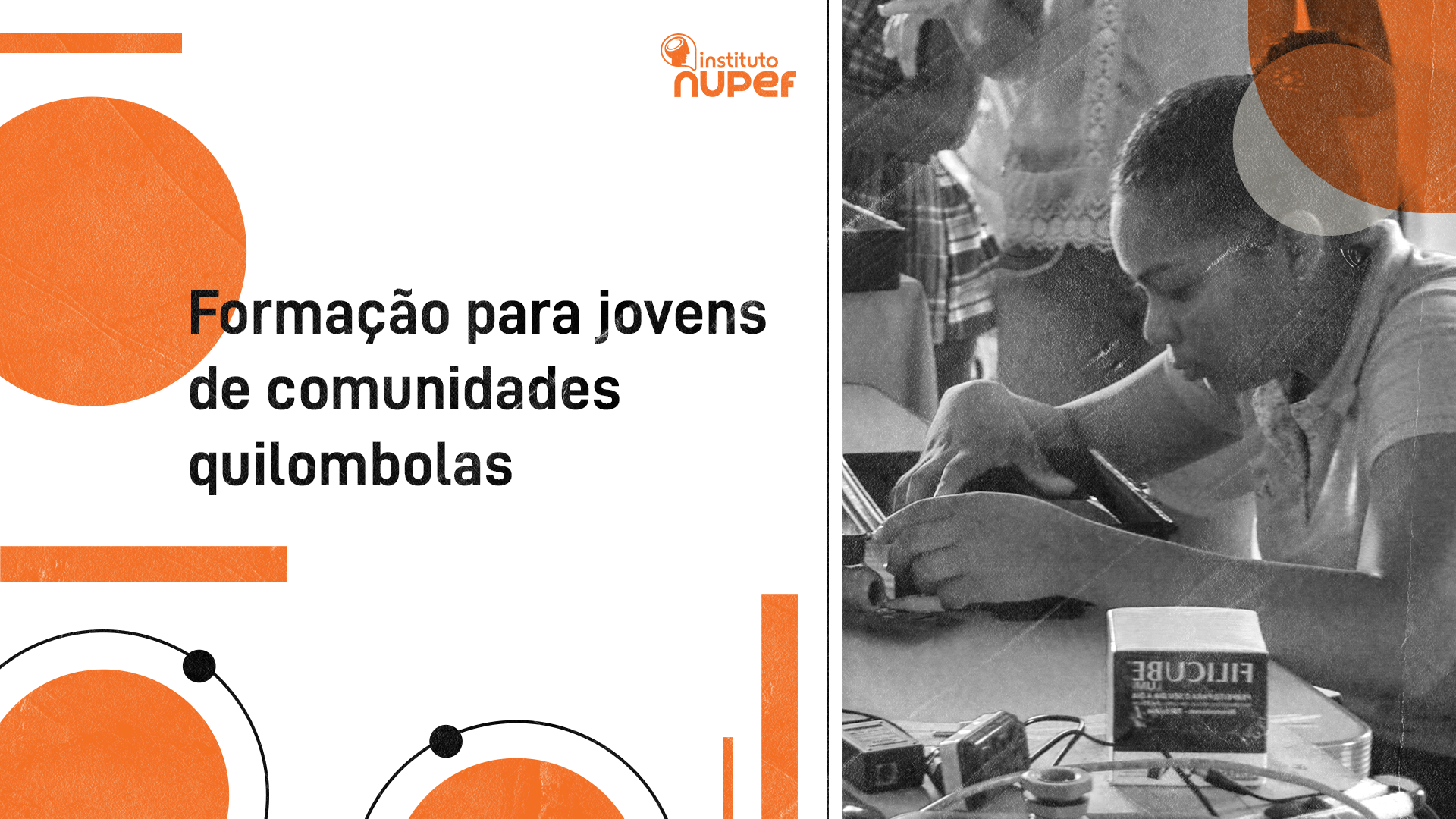 Cartela com o título Formação para jovens de comunidades quilombolas